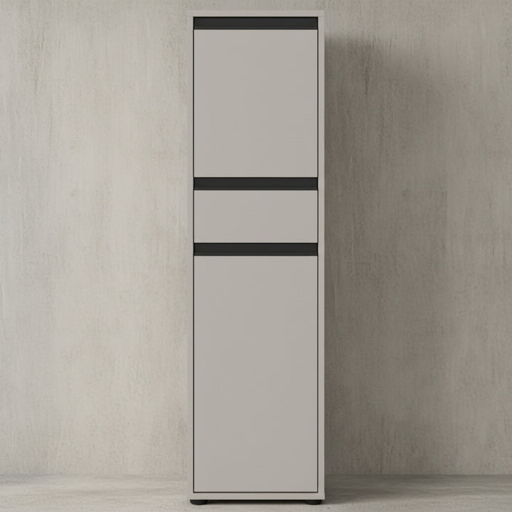 Badschrank schmal HAMBURG Soft-Close - 33x121x34 cm | Steingrau_