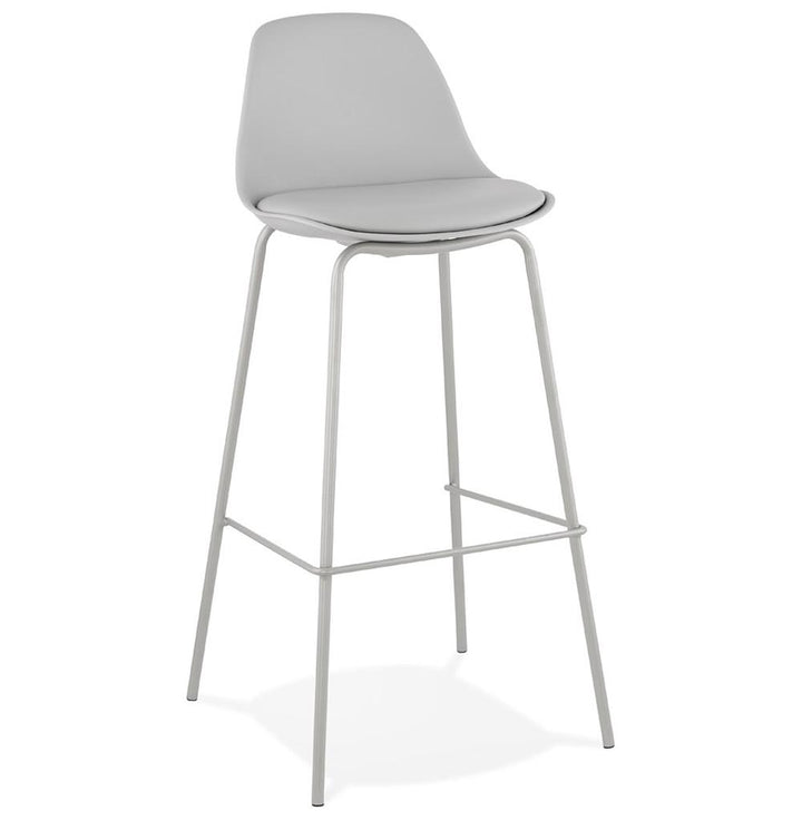 Grauer Barhocker - 75 cm Sitzhöhe - Kunststoffsitz auf Metallbasis - ergonomisch geformt - ideal für neutrale Farbkonzepte - Kadima Design_