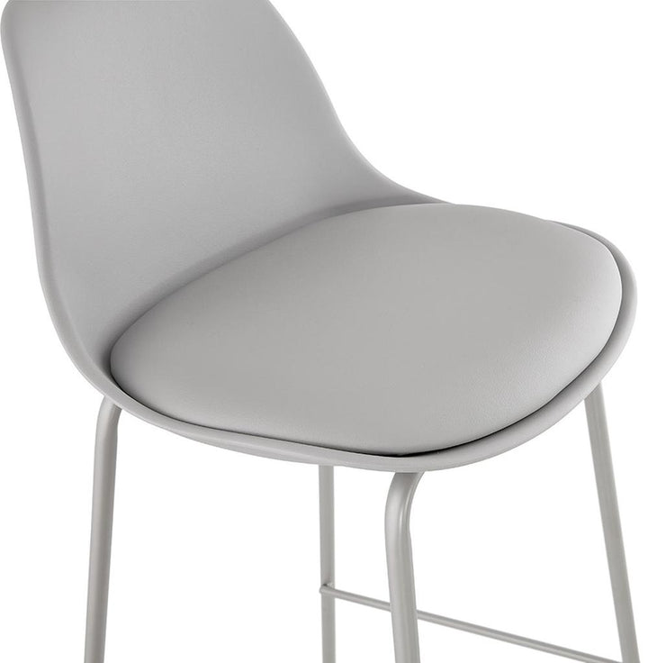 Grauer Barhocker - 75 cm Sitzhöhe - Kunststoffsitz auf Metallbasis - ergonomisch geformt - ideal für neutrale Farbkonzepte - Kadima Design_