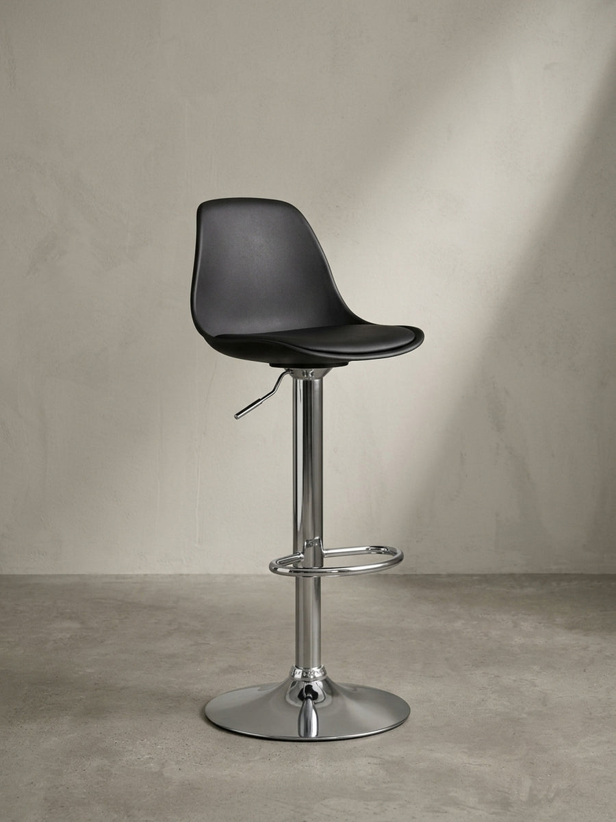 Barhocker Eiche Massivholz schwarz Design modern mit Ablagefach 40x40x104 cm Möbel Einrichtung Offene High-End Küche / Kücheninsel stilvoll zeitgenössisch elegant Wohnen Interior Zuhause_