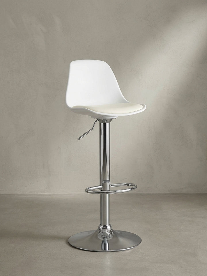 Barhocker Eiche Massivholz weiß Design modern mit Ablagefach 40x40x104 cm Möbel Einrichtung Offene Luxusküche stilvoll zeitgenössisch elegant Wohnen Interior Zuhause Wohnzimmer hochwertig_