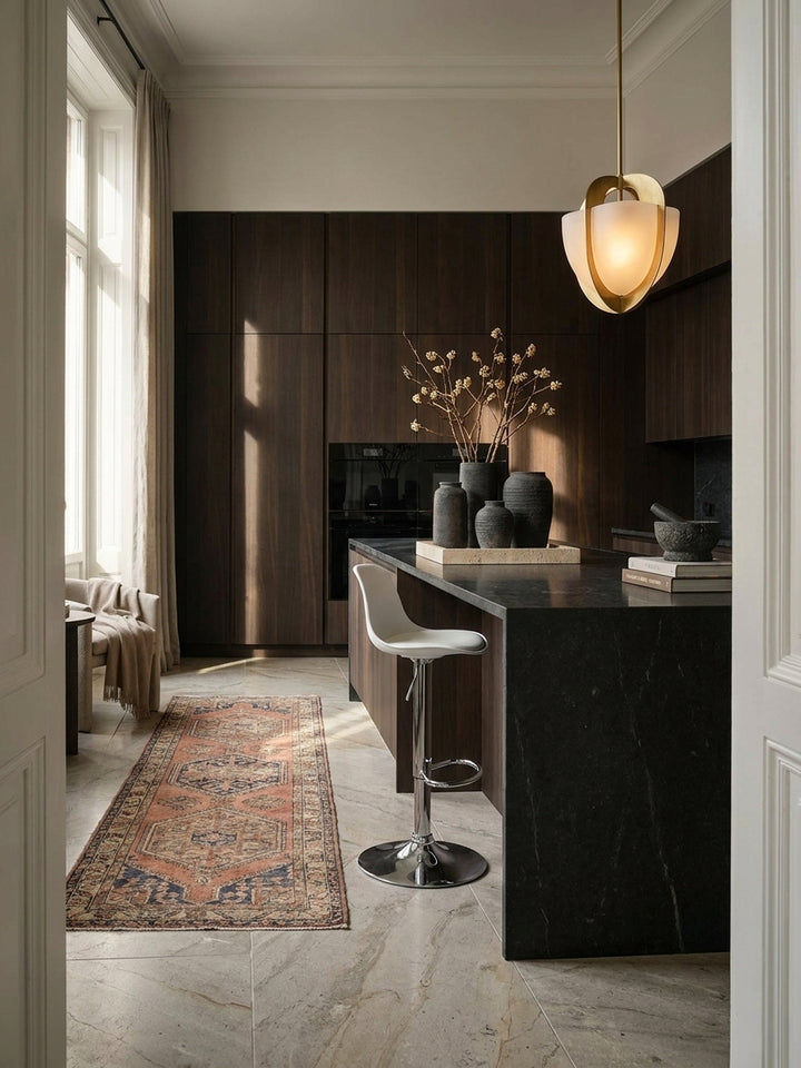 Barhocker Eiche Massivholz weiß 40x40x104 cm in modernem Offene Luxusküche Einrichtung Design Möbel mit Ablagefach hochwertig modern stilvoll einrichten Wohnen Interior Zuhause Wohnzimmer_