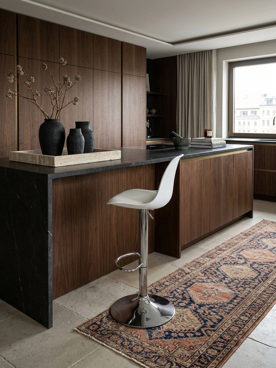 Barhocker Eiche Massivholz weiß 40x40x104 cm Wohnidee Offene Luxusküche Einrichtungsidee stilvoll kombinieren mit Ablagefach Design Möbel Inspiration Wohnen Interior Zuhause Wohnzimmer_