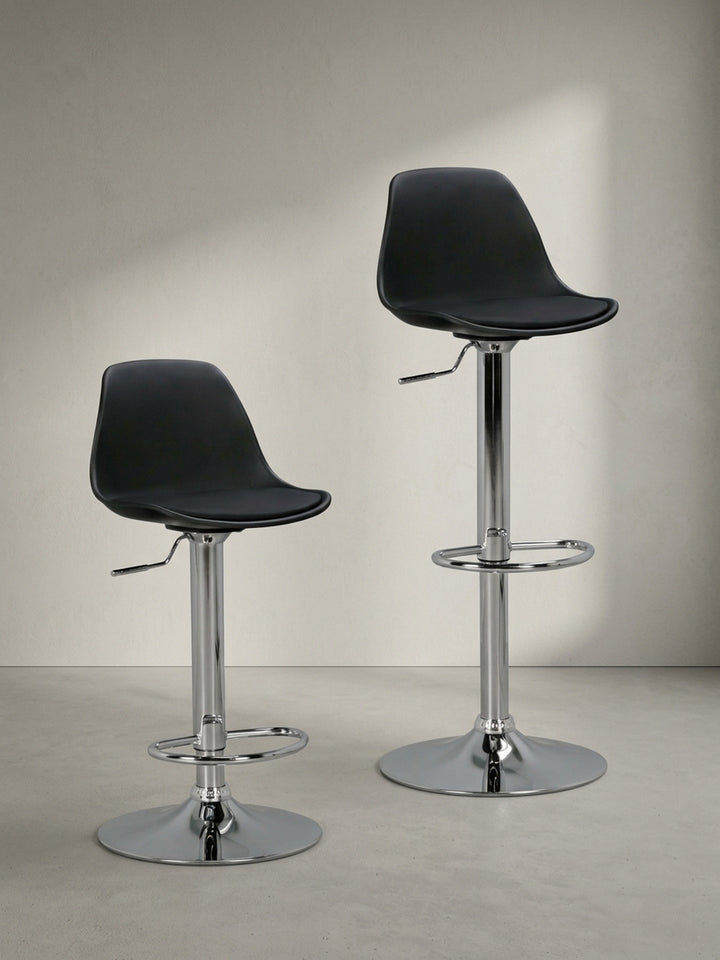 Barhocker Eiche Massivholz schwarz 40x40x104 cm mit Ablagefach für Offene High-End Küche / Kücheninsel Design Möbel modern hochwertig stilvoll robust langlebig Wohnen Einrichtung Interior_