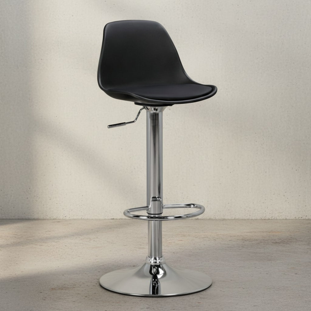 Barhocker BERN_ Lederoptik_ verchromtes Gestell_ 360° drehbar_ max. 110 kg Belastung - KADIMA DESIGN_Farbe_ Schwarz_ Größe_ 40x40x104 cm_