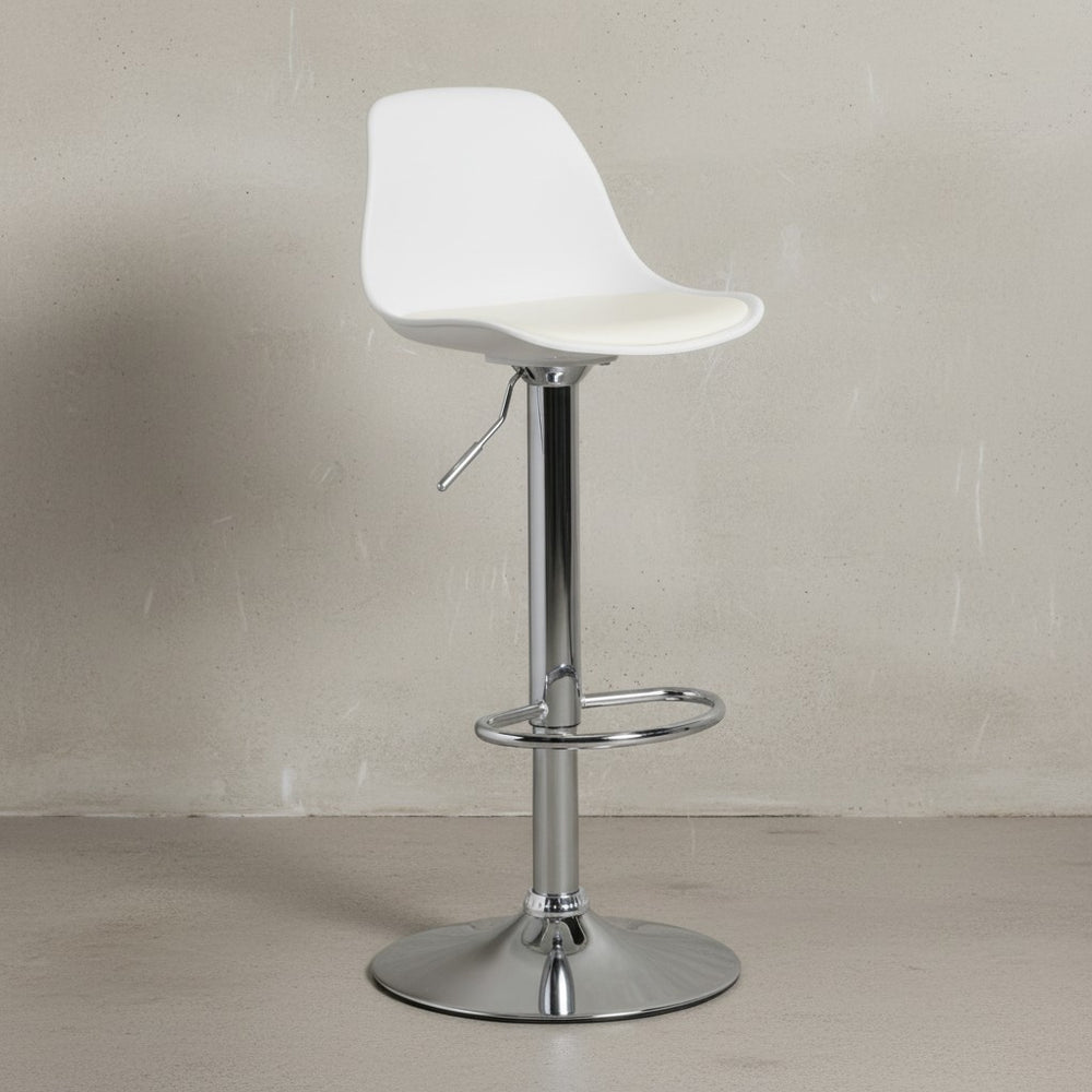 Barhocker BERN_ Lederoptik_ verchromtes Gestell_ 360° drehbar_ max. 110 kg Belastung - KADIMA DESIGN_Farbe_ Weiß_ Größe_ 40x40x104 cm_