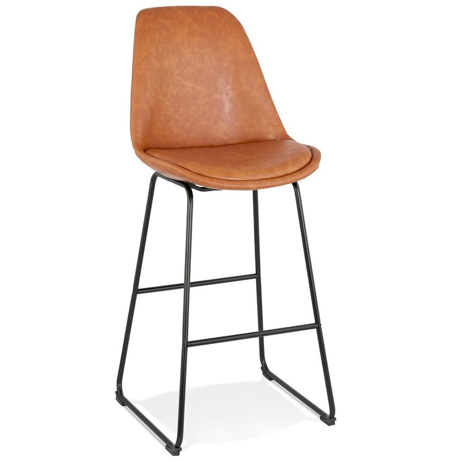 Barhocker - 75 cm Sitzhöhe - braunes Polyurethan - ergonomische Rückenlehne für optimalen Komfort - ideal für Kücheninseln - MINAX Kollektion_