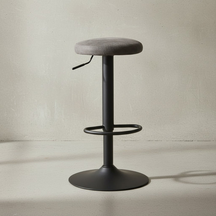 Barhocker CAMPANIA_ 58-79 cm Sitzhöhe_ Eisenmaterial_ Samt/Wildlederoptik Bezug_ 360° drehbar - KADIMA DESIGN_Farbe_ Grau_ Material_ Stoff_ Größe_ 40x40x79 cm_
