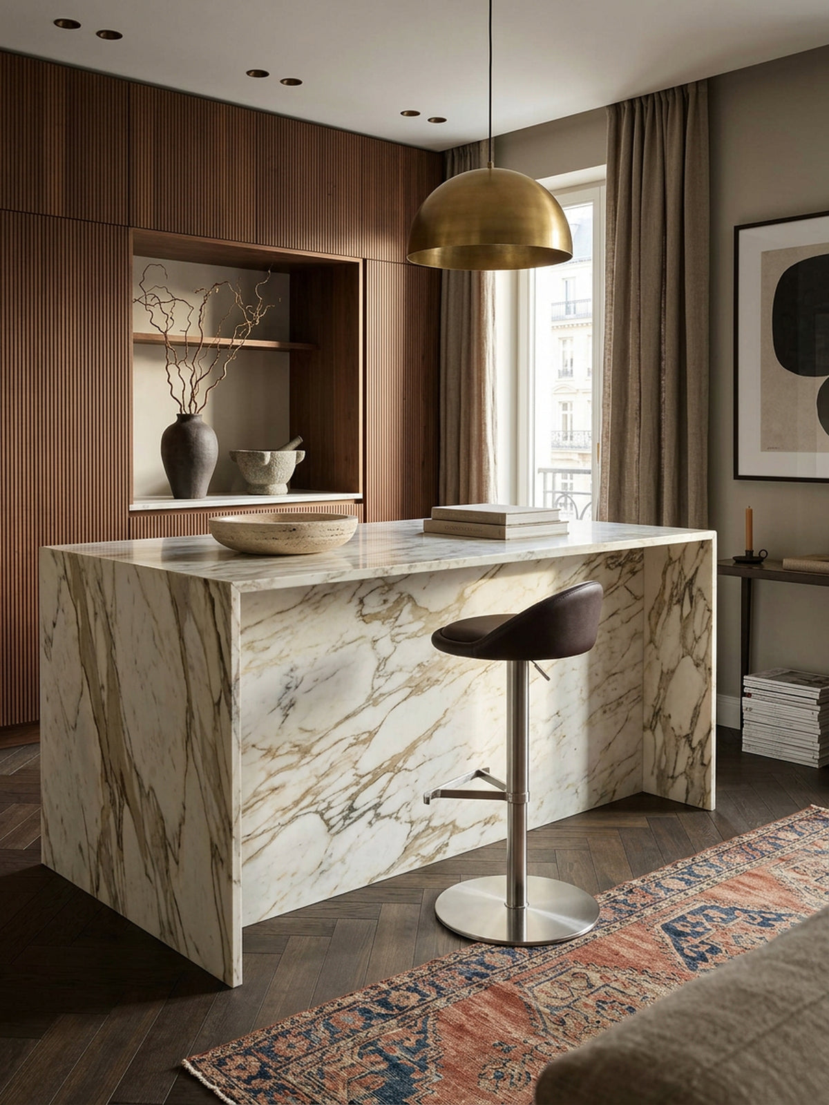 Barhocker DONAU_ höhenverstellbar_ halbrunde Rückenlehne_ Edelstahl_ max. 110 kg Belastung - KADIMA DESIGN_Farbe_ Braun_ Größe_ 43x43x90 cm_