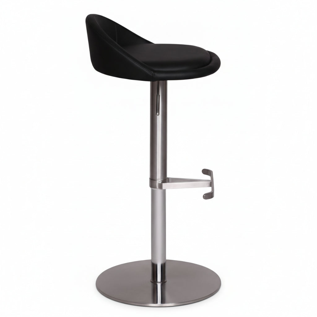 Barhocker DONAU_ höhenverstellbar_ halbrunde Rückenlehne_ Edelstahl_ max. 110 kg Belastung - KADIMA DESIGN_Farbe_ Schwarz_ Größe_ 43x43x90 cm_