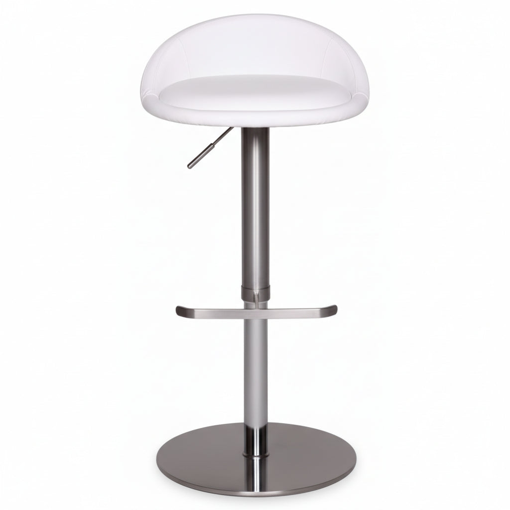 Barhocker DONAU_ höhenverstellbar_ halbrunde Rückenlehne_ Edelstahl_ max. 110 kg Belastung - KADIMA DESIGN_Farbe_ Weiß_ Größe_ 43x43x90 cm_