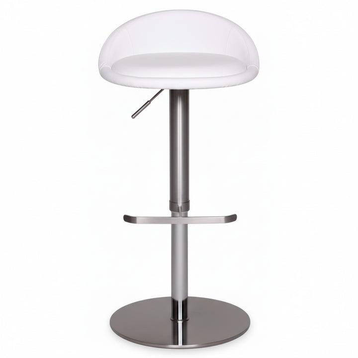 Barhocker DONAU_ höhenverstellbar_ halbrunde Rückenlehne_ Edelstahl_ max. 110 kg Belastung - KADIMA DESIGN_Farbe_ Weiß_ Größe_ 43x43x90 cm_