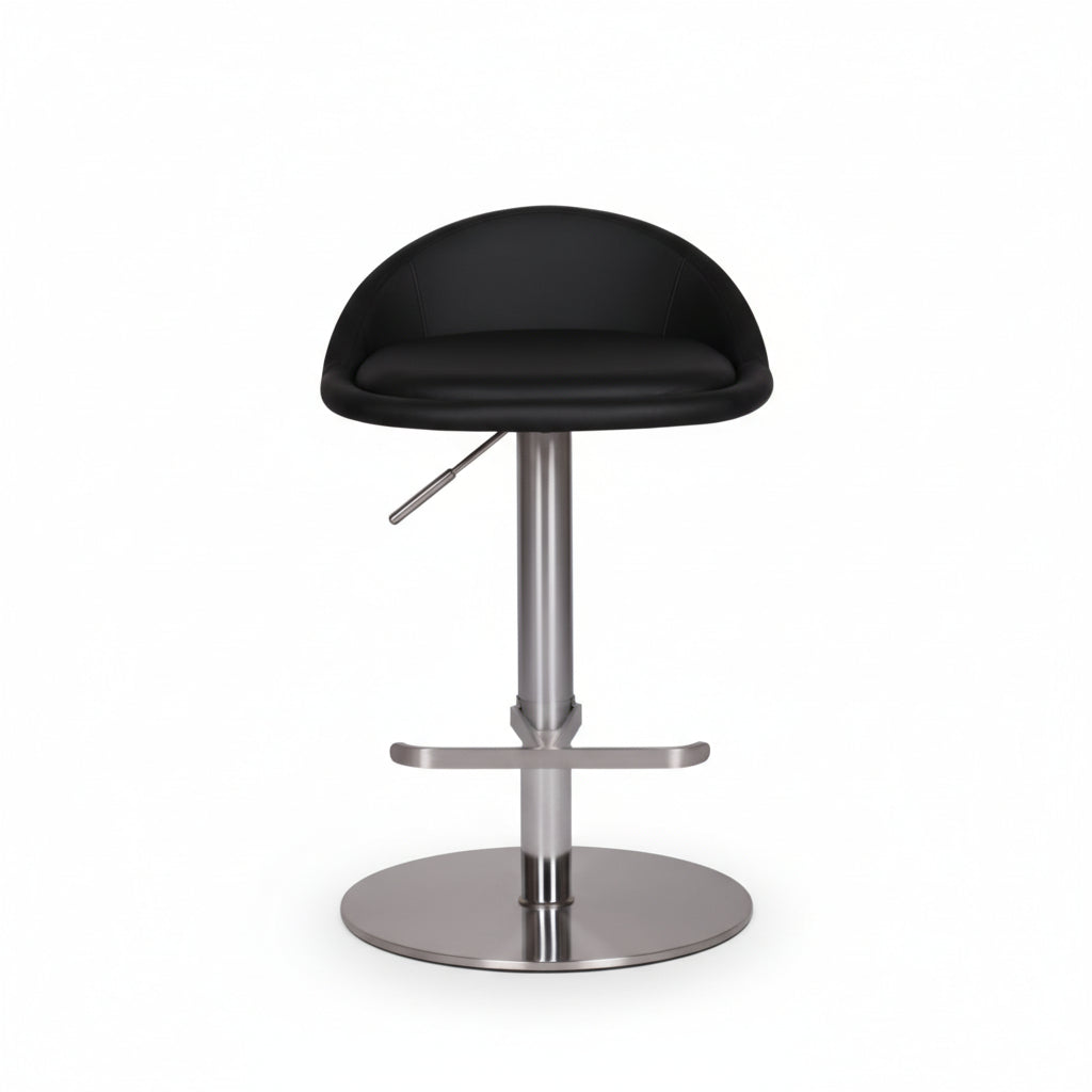 Barhocker DONAU_ höhenverstellbar_ halbrunde Rückenlehne_ Edelstahl_ max. 110 kg Belastung - KADIMA DESIGN_Farbe_ Schwarz_ Größe_ 43x43x90 cm_