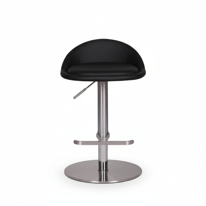 Barhocker DONAU_ höhenverstellbar_ halbrunde Rückenlehne_ Edelstahl_ max. 110 kg Belastung - KADIMA DESIGN_Farbe_ Schwarz_ Größe_ 43x43x90 cm_