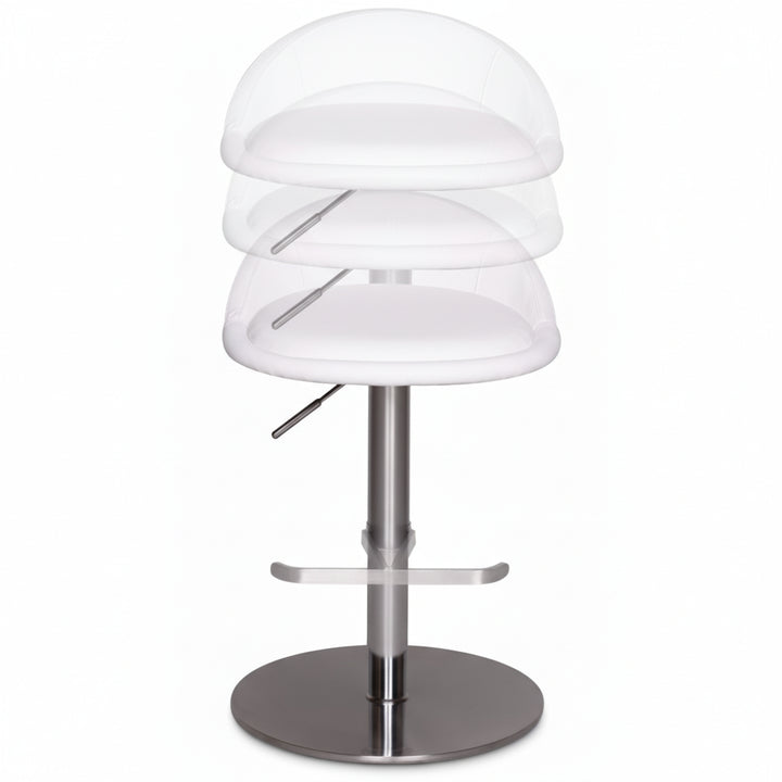 Barhocker DONAU_ höhenverstellbar_ halbrunde Rückenlehne_ Edelstahl_ max. 110 kg Belastung - KADIMA DESIGN_Farbe_ Weiß_ Größe_ 43x43x90 cm_