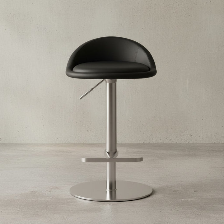 Barhocker DONAU_ höhenverstellbar_ halbrunde Rückenlehne_ Edelstahl_ max. 110 kg Belastung - KADIMA DESIGN_Farbe_ Schwarz_ Größe_ 43x43x90 cm_