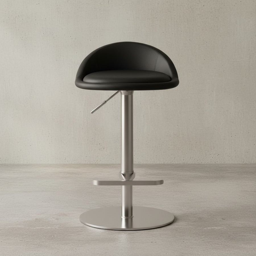 Barhocker DONAU_ höhenverstellbar_ halbrunde Rückenlehne_ Edelstahl_ max. 110 kg Belastung - KADIMA DESIGN_Farbe_ Schwarz_ Größe_ 43x43x90 cm_