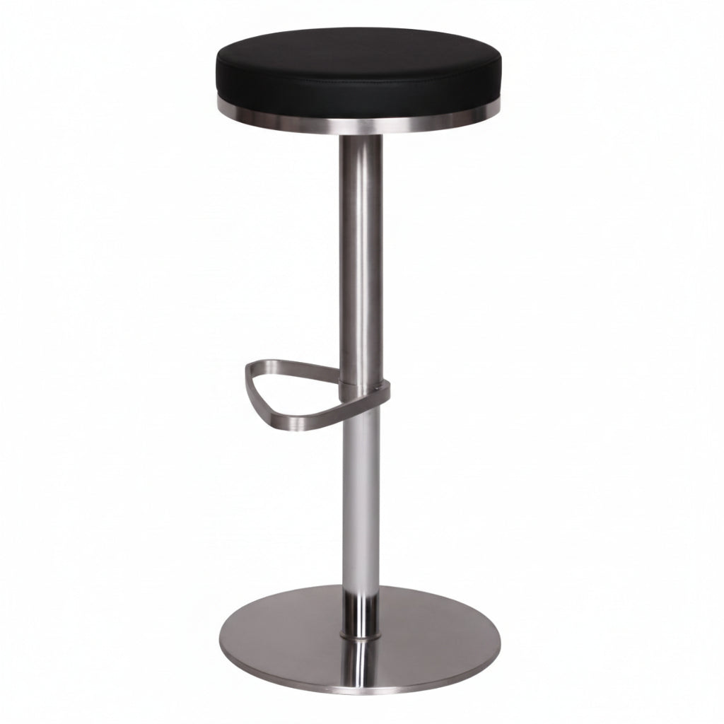 Barhocker ELBE_ höhenverstellbar_ gepolsterte Sitzfläche_ Triangel Fußablage_ max. 110 kg Belastung - KADIMA DESIGN_Farbe_ Schwarz_ Größe_ 38x38x82 cm_