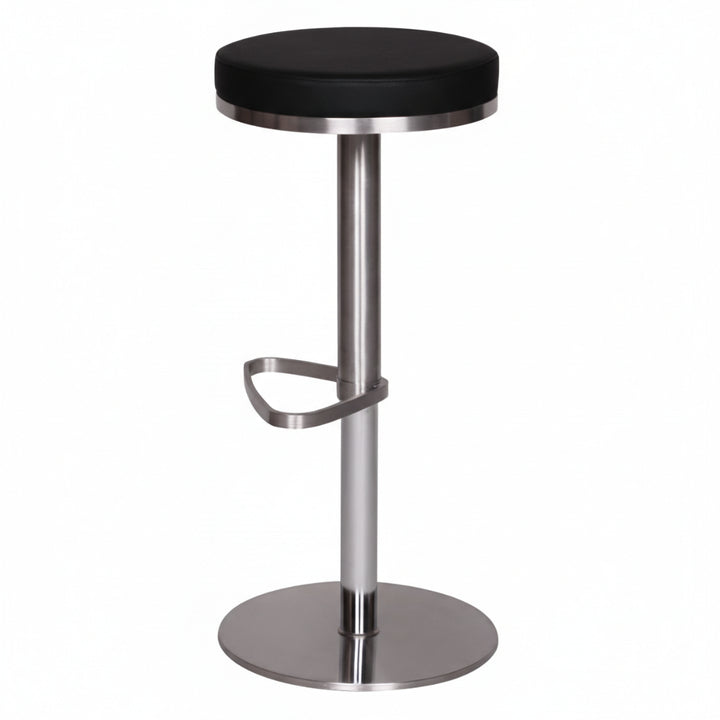 Barhocker ELBE_ höhenverstellbar_ gepolsterte Sitzfläche_ Triangel Fußablage_ max. 110 kg Belastung - KADIMA DESIGN_Farbe_ Schwarz_ Größe_ 38x38x82 cm_