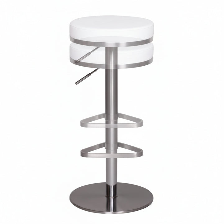 Barhocker ELBE_ höhenverstellbar_ gepolsterte Sitzfläche_ Triangel Fußablage_ max. 110 kg Belastung - KADIMA DESIGN_Farbe_ Weiß_ Größe_ 38x38x82 cm_