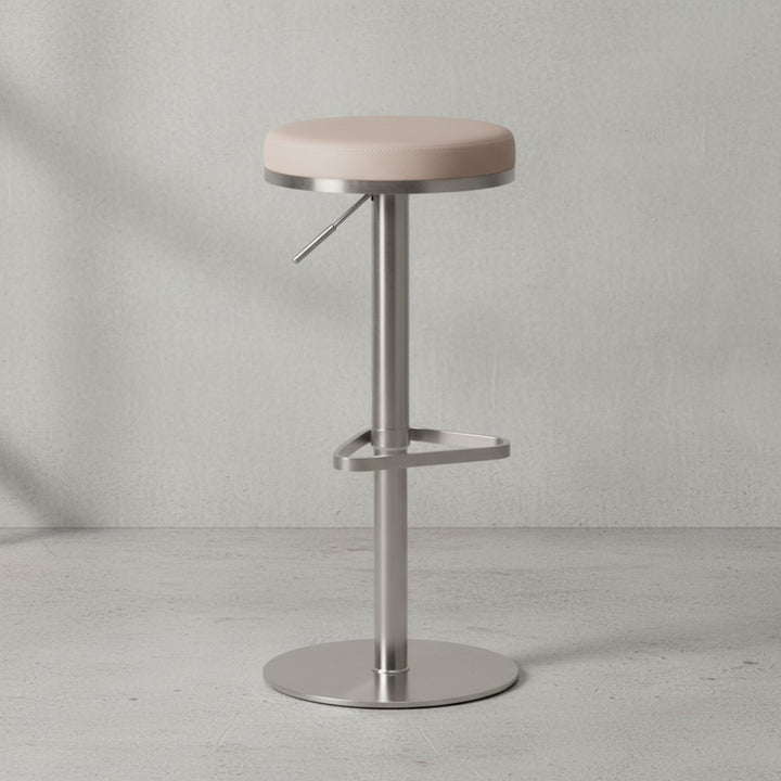Barhocker ELBE_ höhenverstellbar_ gepolsterte Sitzfläche_ Triangel Fußablage_ max. 110 kg Belastung - KADIMA DESIGN_Farbe_ Beige_ Größe_ 38x38x82 cm_