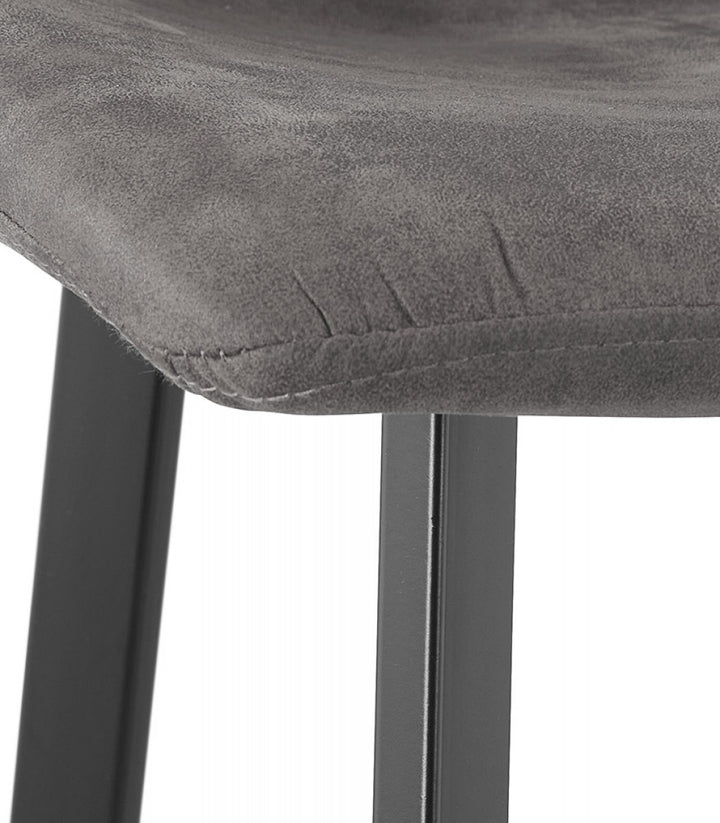 Sitzhocker Mikrofaser grau mit Bodenschonern und Metallfüßen_