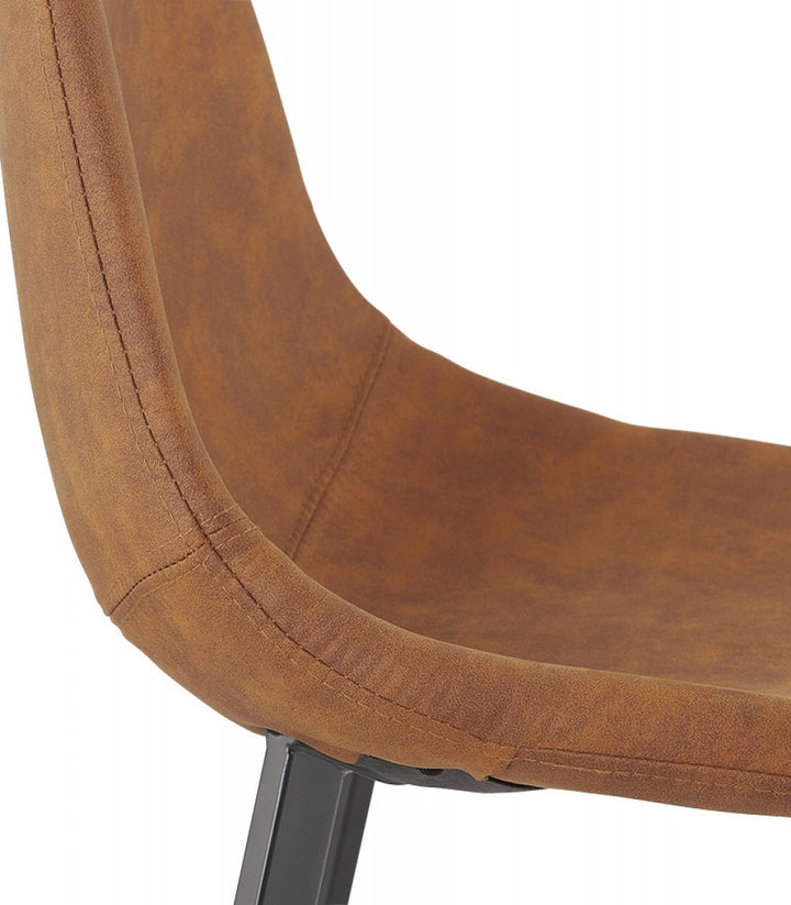 Hoher Hocker braun mit Rückenlehne, Metallrahmen, für Innenräume_