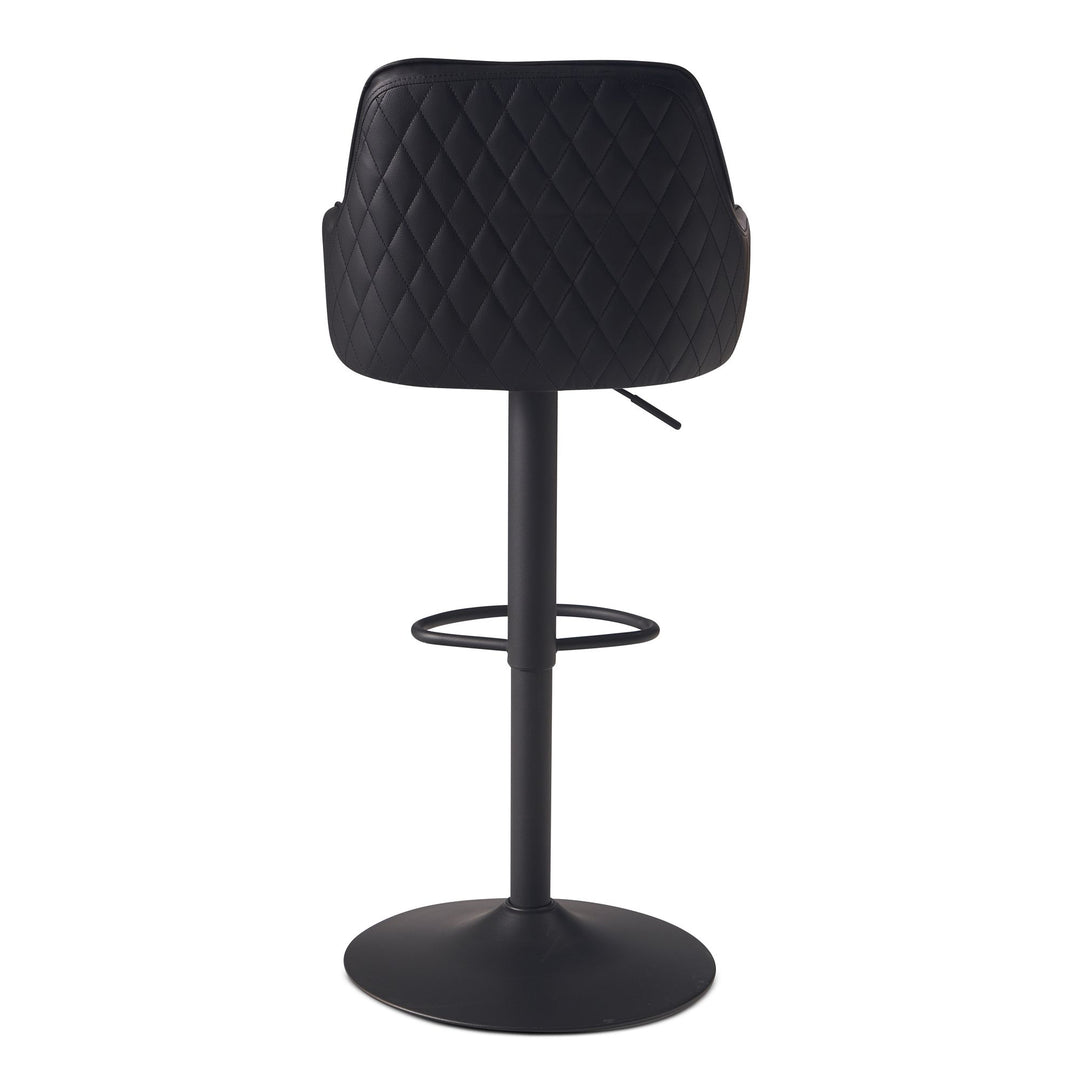 Barhocker Kunstleder Schwarz Hocker mit Lehne 86  - 106 cm - Küchenhocker Höhenverstellbar Modern 100 kg - Barstuhl Tresenhocker mit Metall-Trompetenfuß - Bistrohocker Gepolstert mit Armlehne_