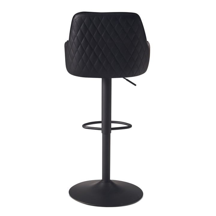 Barhocker Kunstleder Schwarz Hocker mit Lehne 86  - 106 cm - Küchenhocker Höhenverstellbar Modern 100 kg - Barstuhl Tresenhocker mit Metall-Trompetenfuß - Bistrohocker Gepolstert mit Armlehne_