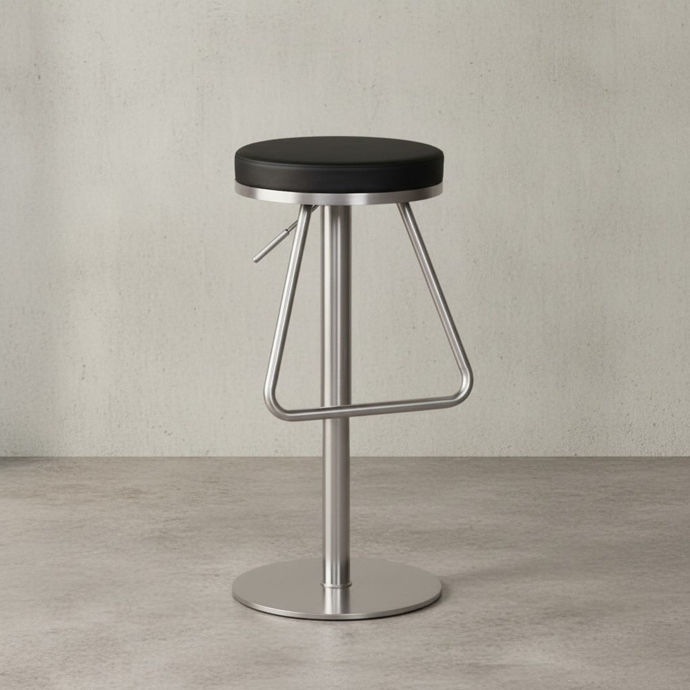 Barhocker MIS_ höhenverstellbar_ Edelstahl_ runde Sitzfläche_ Anti-Rutsch-Pads_ max. 110 kg - KADIMA DESIGN_Farbe_ Schwarz_ Größe_ 39x39x79 cm_
