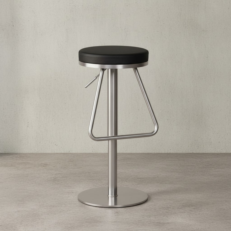 Barhocker MIS_ höhenverstellbar_ Edelstahl_ runde Sitzfläche_ Anti-Rutsch-Pads_ max. 110 kg - KADIMA DESIGN_Farbe_ Schwarz_ Größe_ 39x39x79 cm_