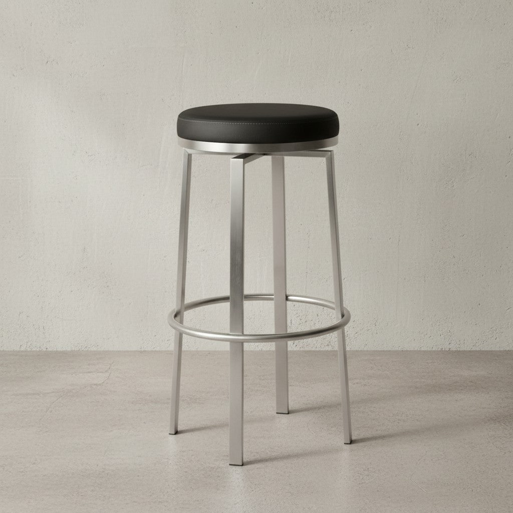 Barhocker Modern - Drehbar_ Gepolsterte Sitzfläche_ Edelstahlgestell_ 76 cm Höhe_ KADIMA DESIGN_Größe_ 42x42x76 cm_
