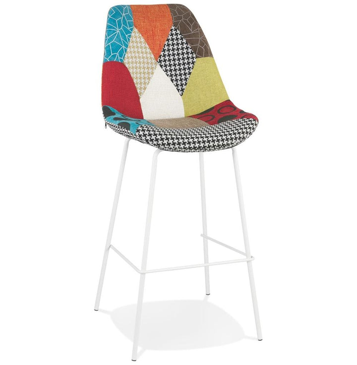 Barhocker - 75 cm Sitzhöhe mit ergonomischer Rückenlehne - mehrfarbiges Patchwork-Design - ideal für lange Sitzungen in Küchen und Bars - REMAXO Kollektion_