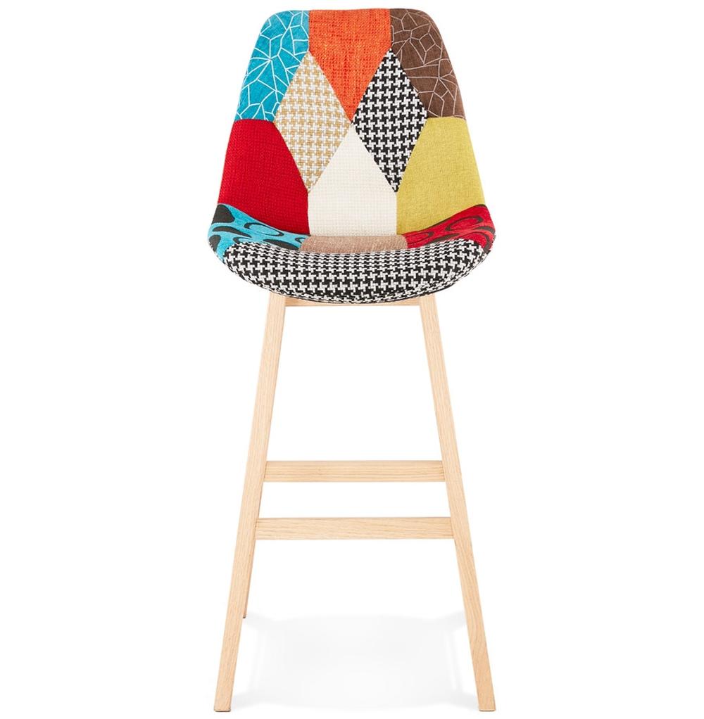 Küchenhocker - Stabiles Holzgestell - 49x56x114 cm Gesamtmaße - gepolsterter Sitz mit buntem Stoffbezug - skandinavisches Design - TRIXA Serie_