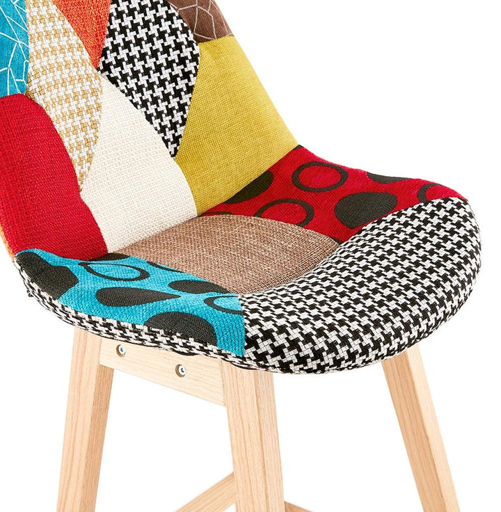 Barhocker - 75 cm Sitzhöhe - Patchwork-Multicolor-Bezug - ergonomische Rückenlehne für optimalen Sitzkomfort - ideal für Küche und Bar - TRIXA Kollektion_