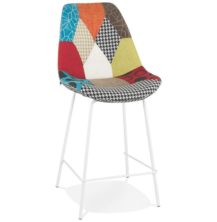 Barhocker - 65 cm Sitzhöhe - 49x45x105 cm Gesamtmaße - mehrfarbiges Patchwork-Design - ergonomische Sitzfläche für Küchentheken und Bars - REMAXO Kollektion_