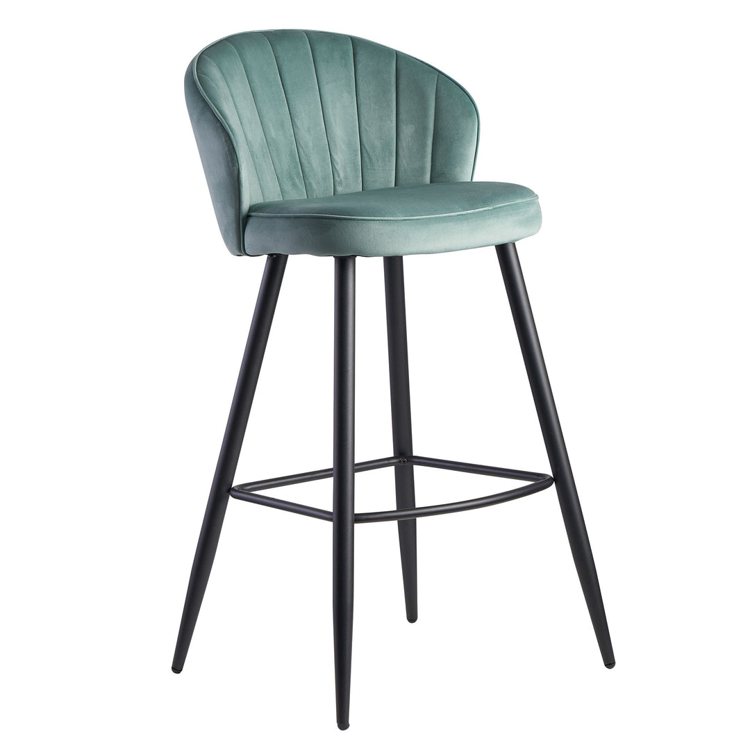 Barhocker Samt Lehne Skandi-Stil Stoff Metall Gepolstert