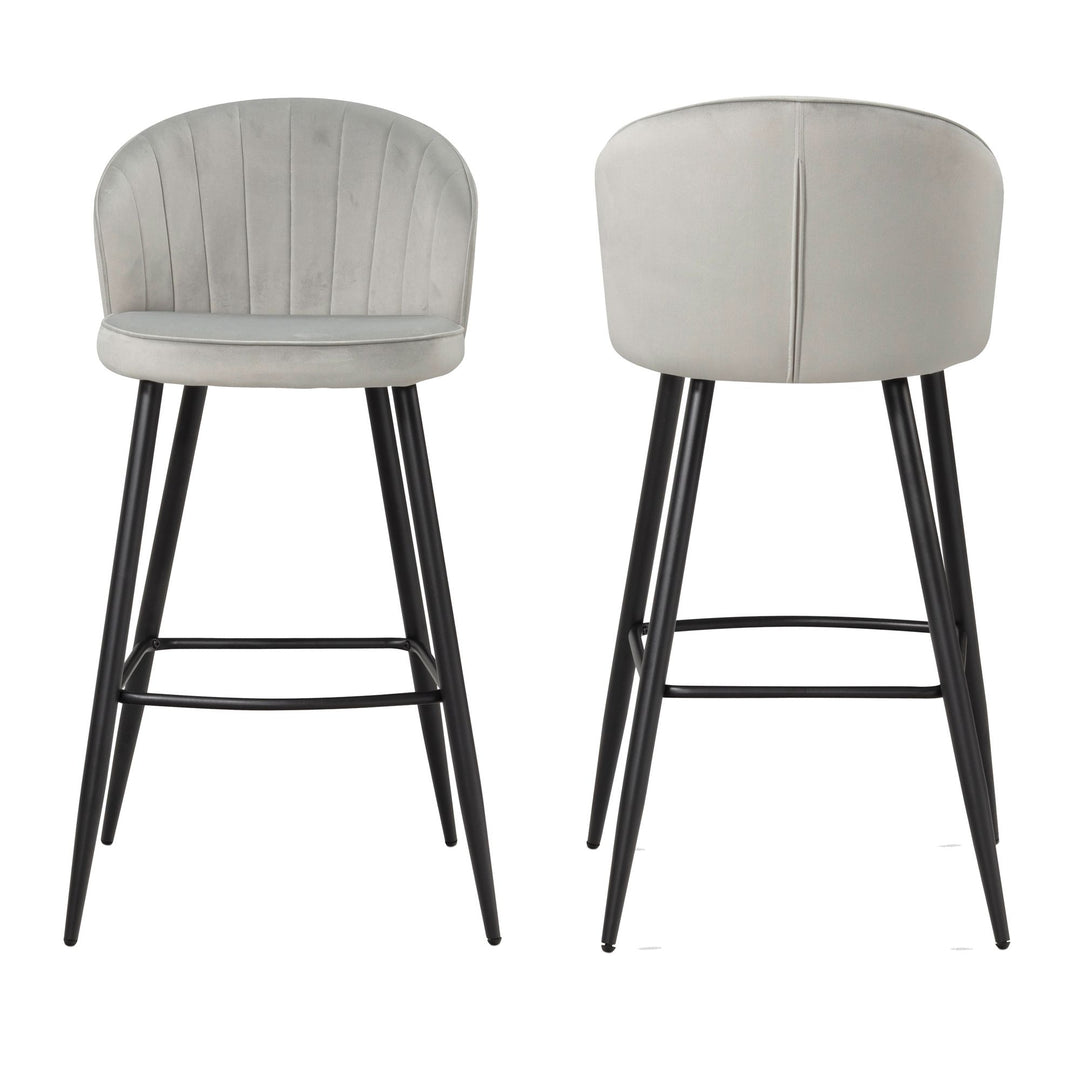 Barhocker Samt Lehne Skandi-Stil Stoff Metall Gepolstert