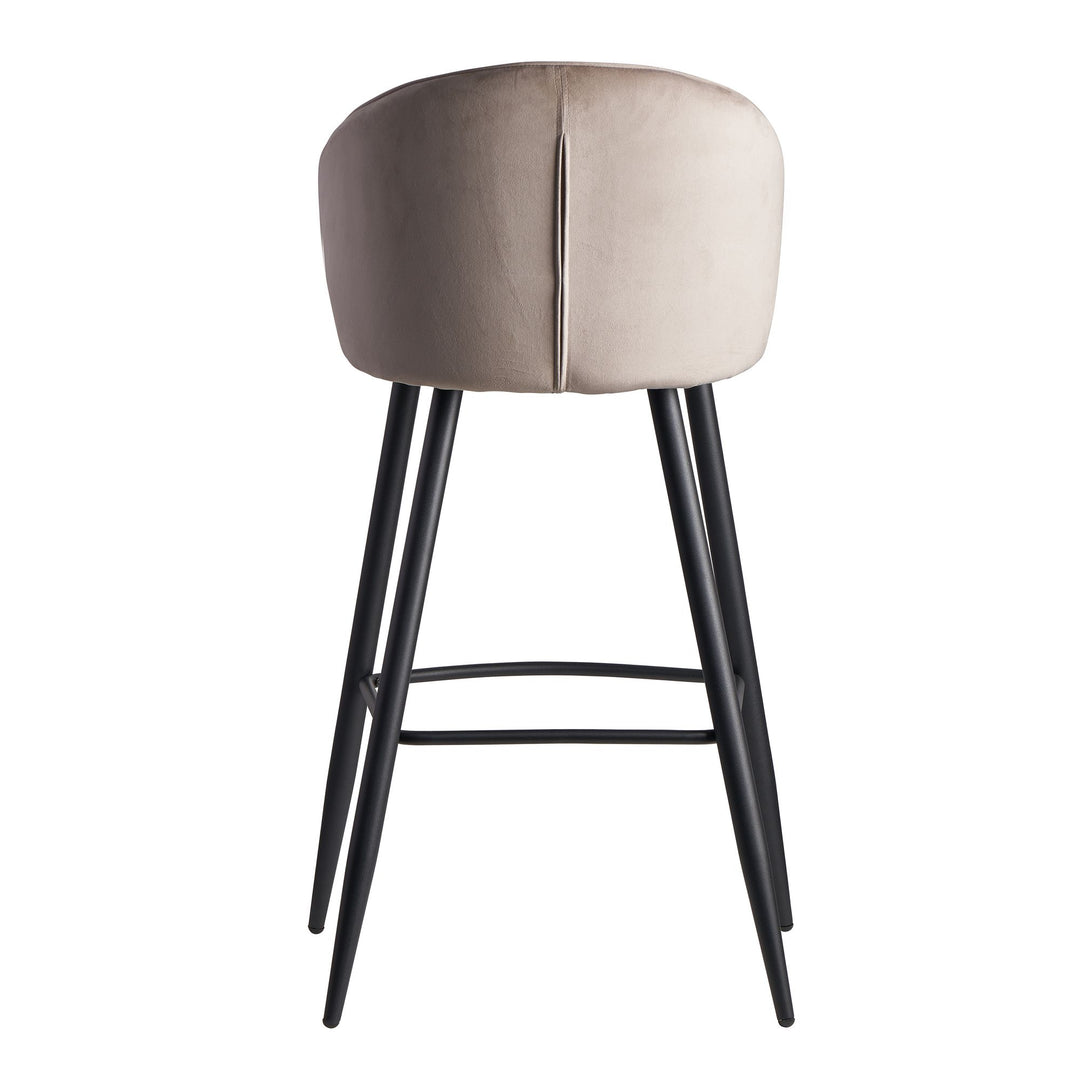 Barhocker Samt Lehne Skandi-Stil Stoff Metall Gepolstert