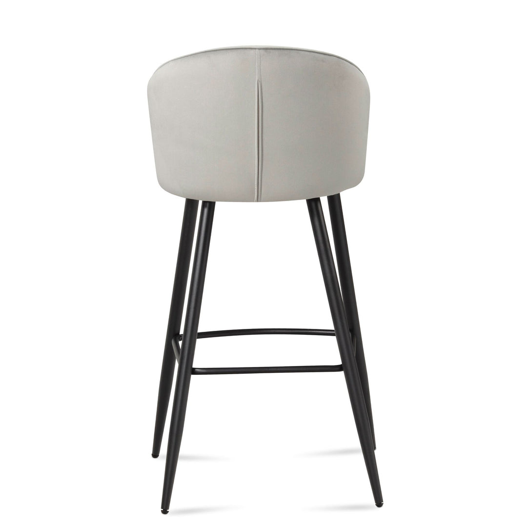 Barhocker Samt Hellgrün Hocker mit Lehne 56x102-5x52-5 cm - Küchenhocker Skandinavisch Stoff / Metall 110 kg - Design Barstuhl Tresenhocker - Bistrohocker Gepolstert_