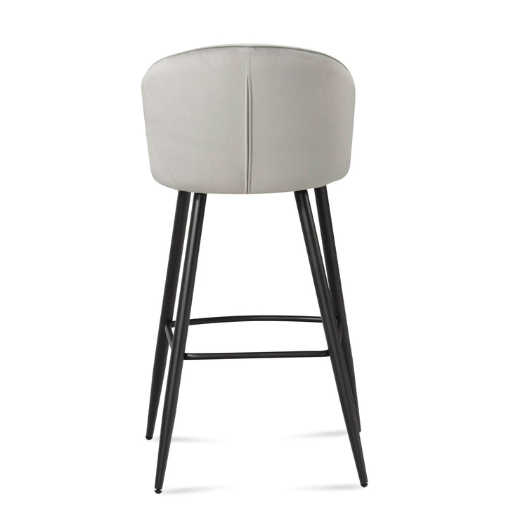 Barhocker Samt Hellgrün Hocker mit Lehne 56x102-5x52-5 cm - Küchenhocker Skandinavisch Stoff / Metall 110 kg - Design Barstuhl Tresenhocker - Bistrohocker Gepolstert_