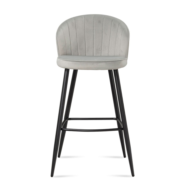 Barhocker Samt Lehne Skandi-Stil Stoff Metall Gepolstert