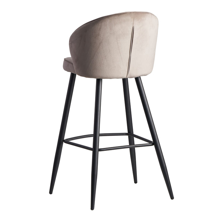 Barhocker Samt Lehne Skandi-Stil Stoff Metall Gepolstert