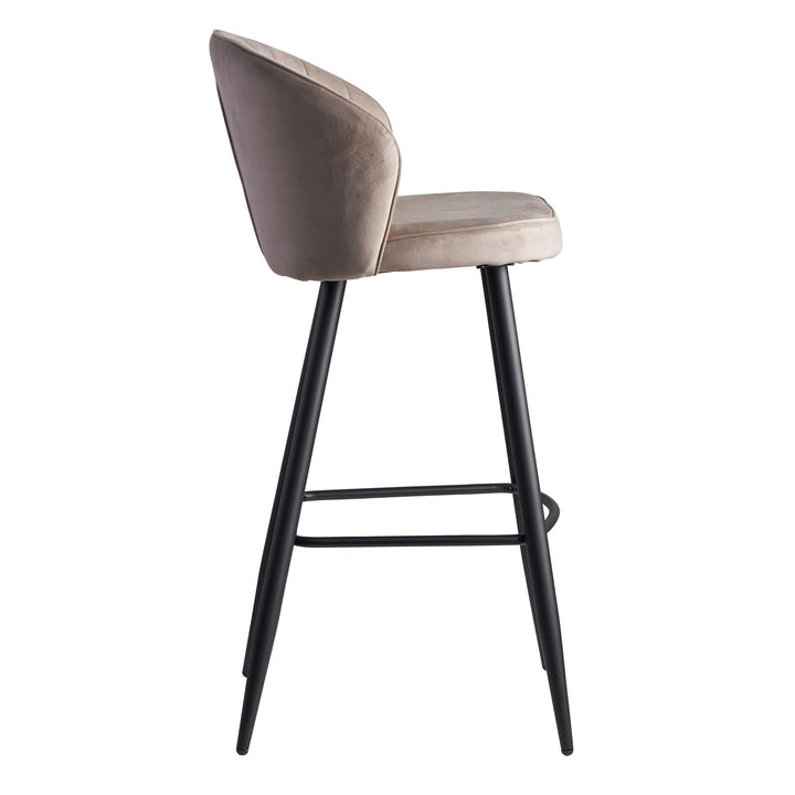 Barhocker Samt Lehne Skandi-Stil Stoff Metall Gepolstert