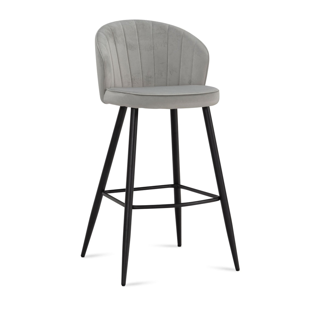 Barhocker Samt Lehne Skandi-Stil Stoff Metall Gepolstert