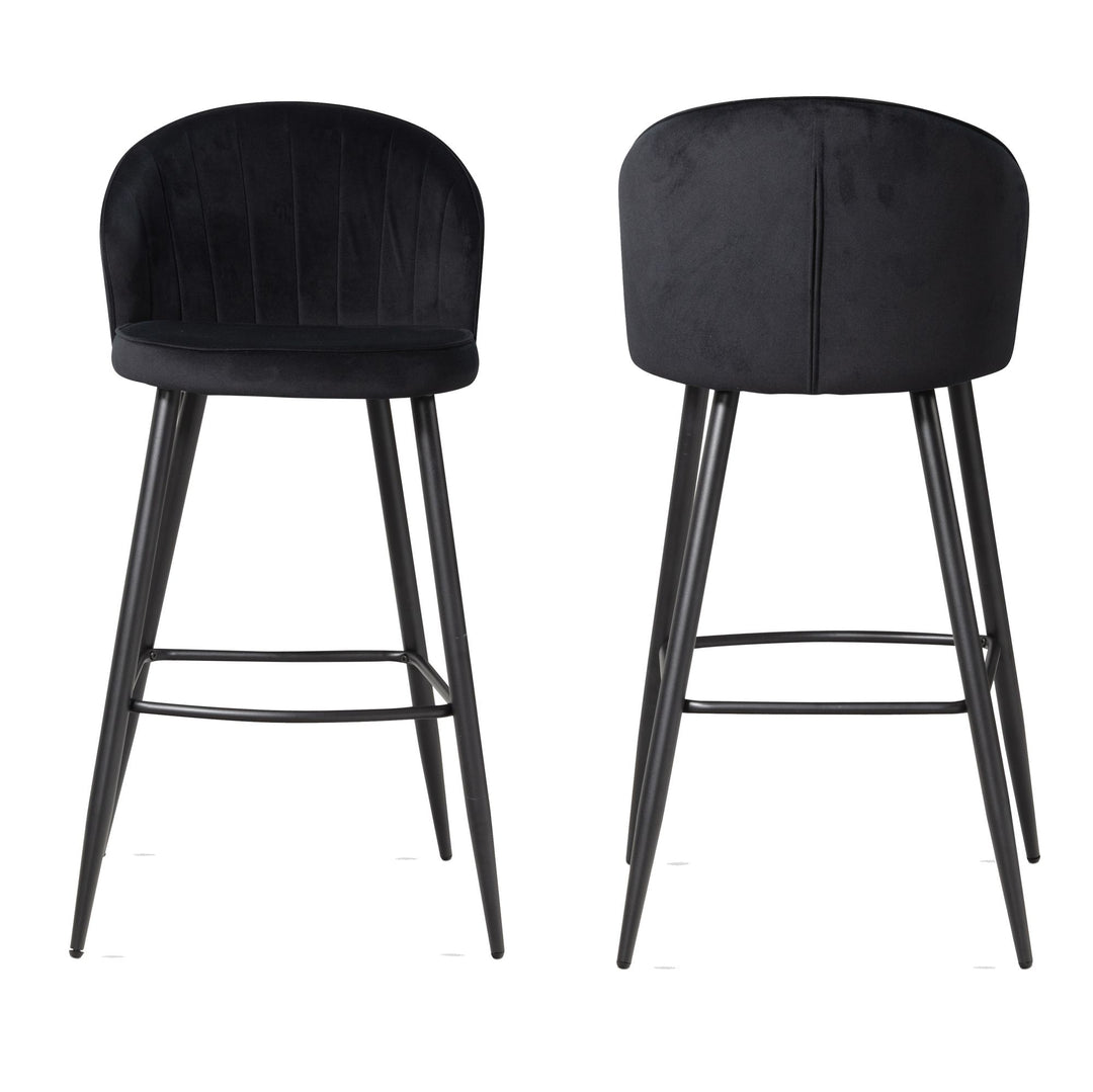 Barhocker Samt Lehne Skandi-Stil Stoff Metall Gepolstert