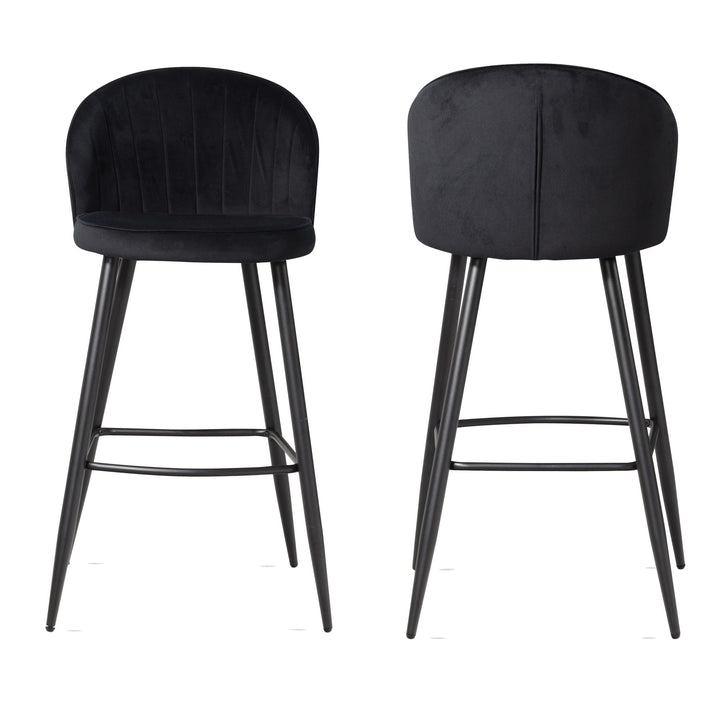 Barhocker Samt Lehne Skandi-Stil Stoff Metall Gepolstert
