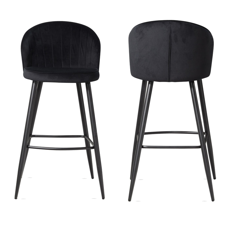 Barhocker Samt Lehne Skandi-Stil Stoff Metall Gepolstert