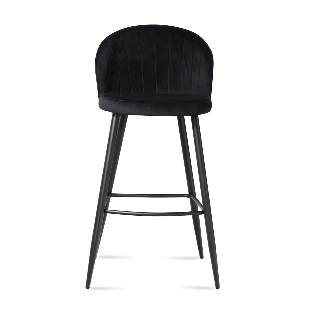 Barhocker Samt Lehne Skandi-Stil Stoff Metall Gepolstert