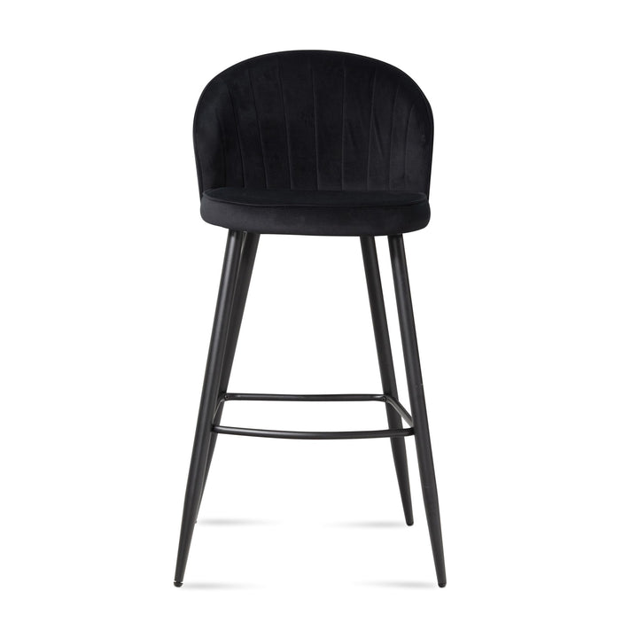 Barhocker Samt Lehne Skandi-Stil Stoff Metall Gepolstert